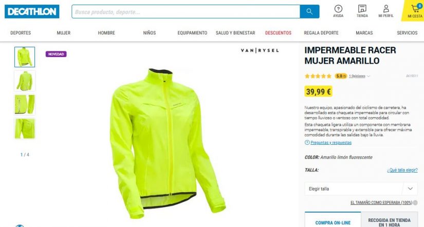 Impermeable racer mujer amarillo