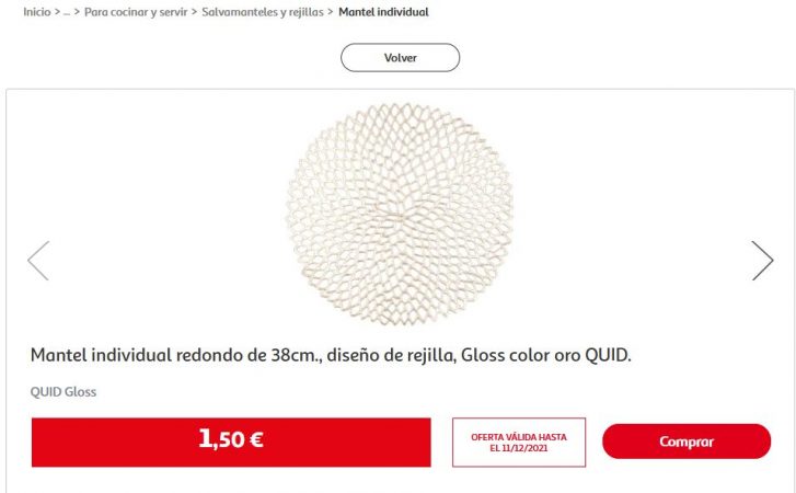 Mantel individual redondo de 38 cm