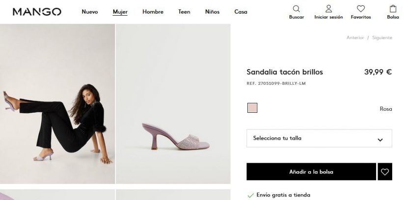 Sandalia tacón brillos