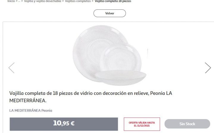 Vajilla completa de 18 piezas de vidrio