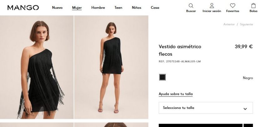 Vestido asimétrico flecos