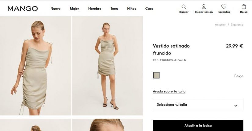 Vestido satinado fruncido