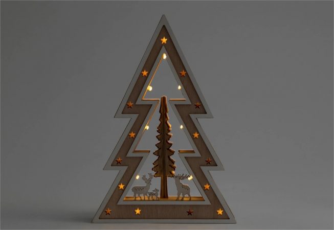 figura madera con luz