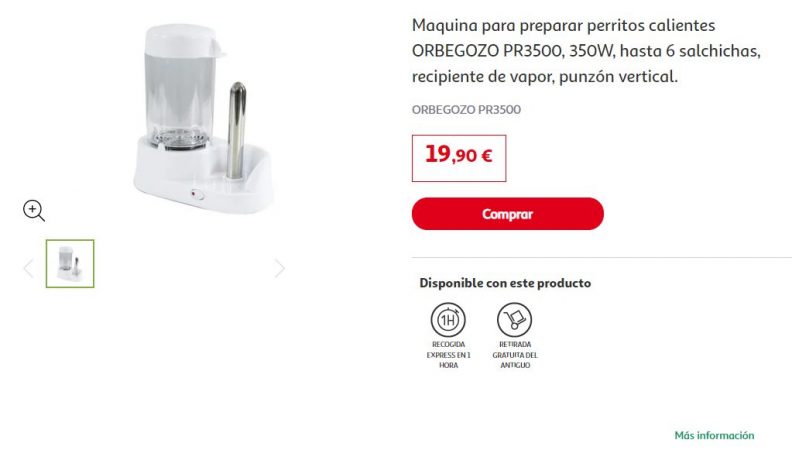 Máquina para preparar perros calientes ORBEGOZO PR3500