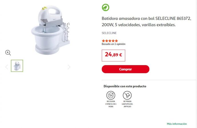 Batidora amasadora con bol SELECLINE 865372 Alcampo