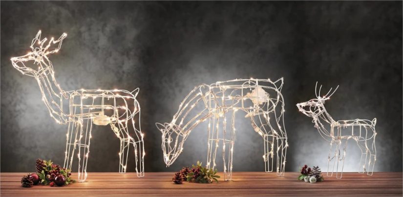 set 3 renos luces led