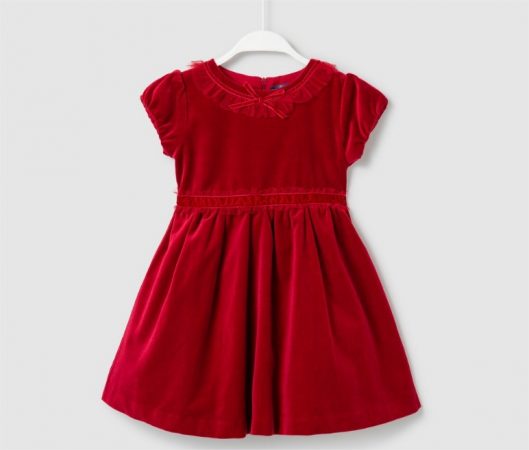 vestido niña liso rojo terciopelo el corte ingles