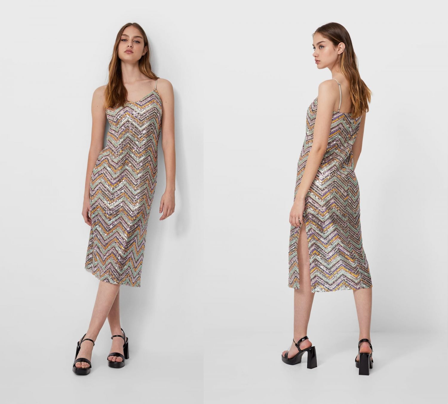 vestido midi de lentejuelas