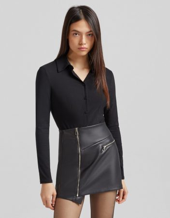 Camisa body bengalina manga larga Bershka 