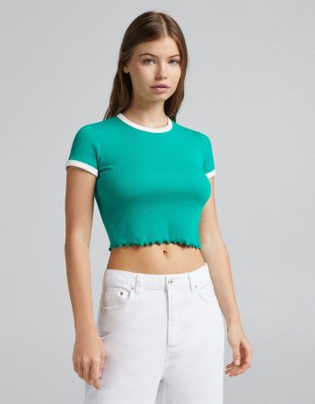 Camiseta manga corta rib contraste