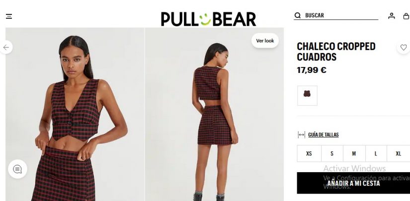 Chaleco cropped cuadros- Pull&Bear