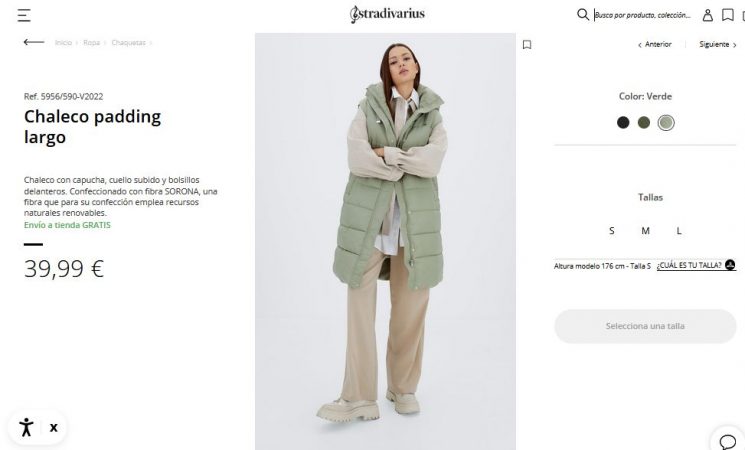 Chaleco padding largo- Stradivarius