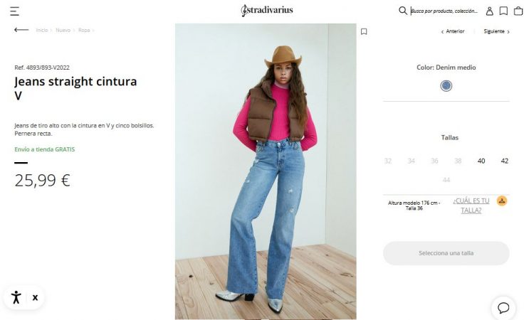 Jeans straight cintura V