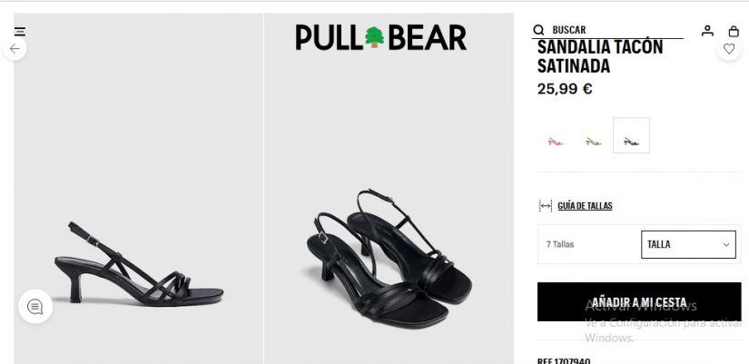 Sandalia tacón satinada