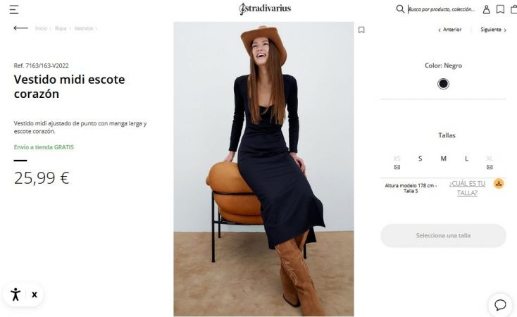 Vestido midi escote corazón