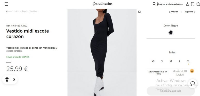 Vestido midi escote corazón- Stradivarius