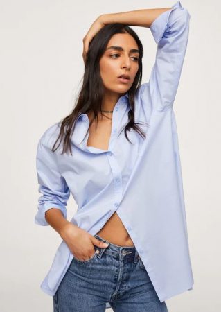 Camisa algodón bolsillo Mango