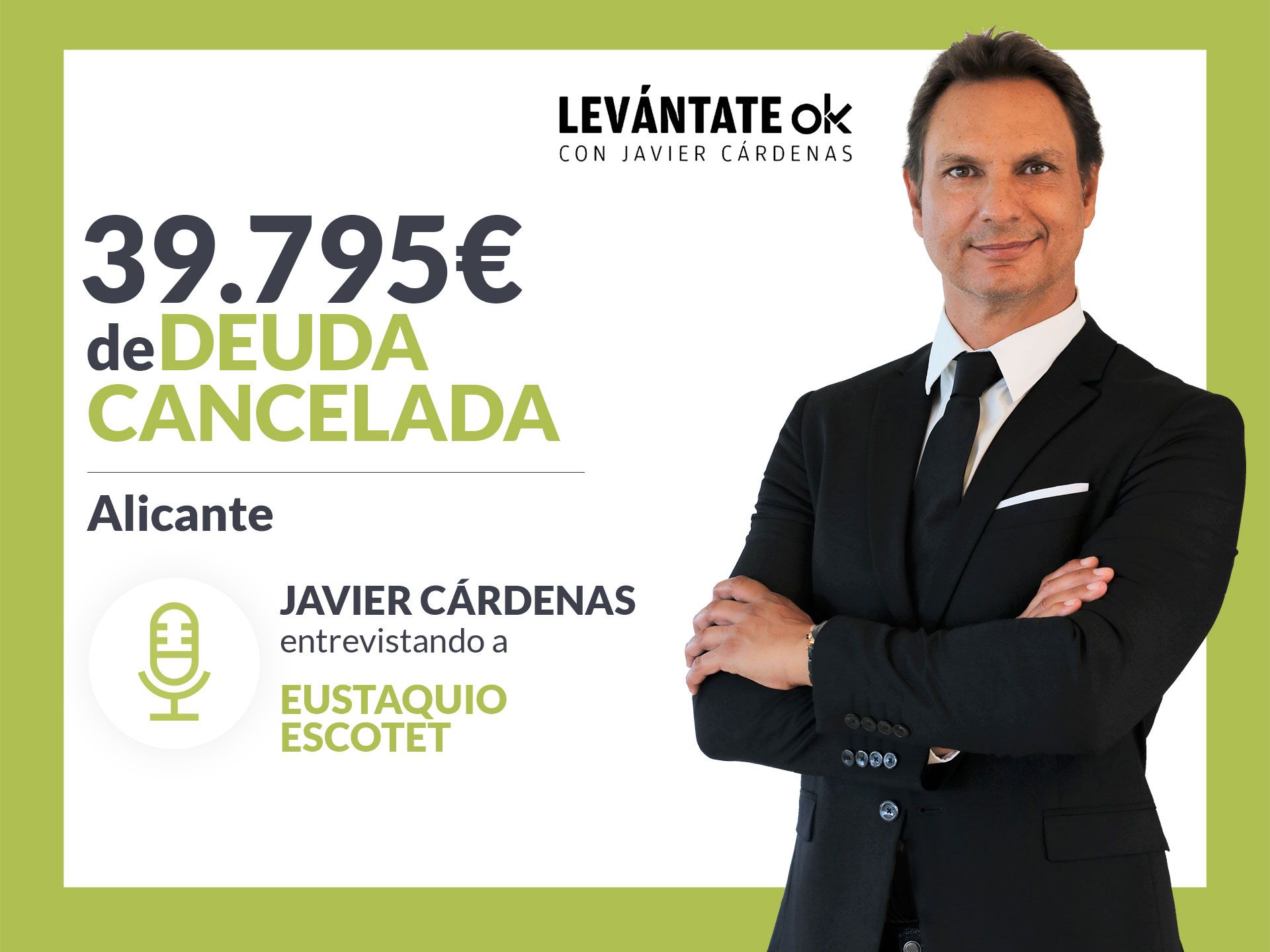 Javier Cárdenas conversa con un exonerado de Repara tu Deuda en Alicante por la Ley de Segunda Oportunidad Javier Cárdenas conversa con un exonerado de Repara tu Deuda en Alicante por la Ley de Segunda Oportunidad