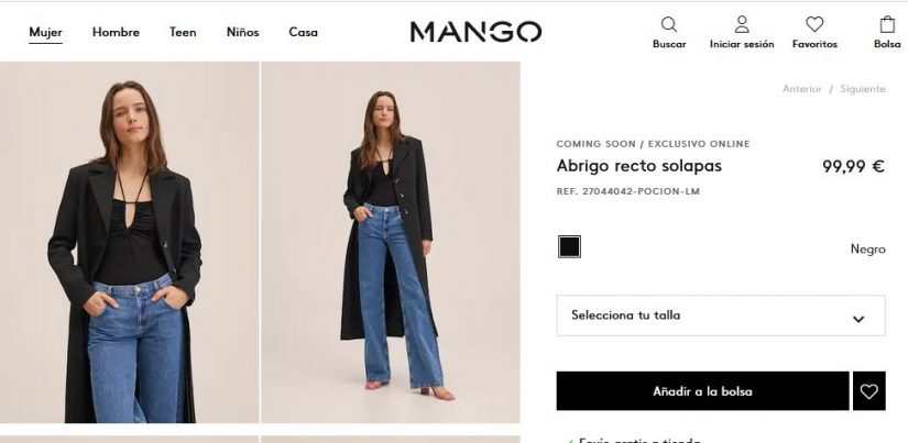 El jersey más especial de Mango para brillar en fechas señaladas 29 Merca2.es Abrigo recto solapas