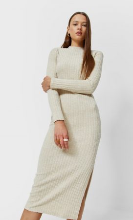 Para comuniones, bodas o fiestas: vestidos de gala de Stradivarius 41 Merca2.es Vestido midi canalé tacto suave