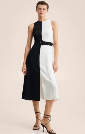 vestido bicolor Mango