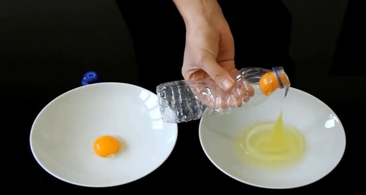 Botella plástico separar claras yemas