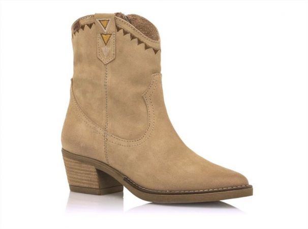botines cowboy serraje beige