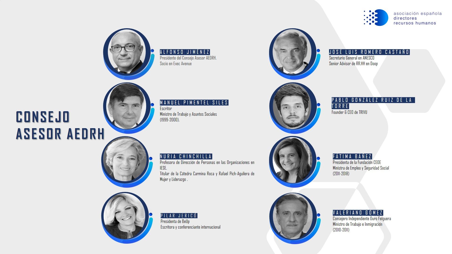 Fátima Báñez, Manuel Pimentel y Valeriano Gómez, miembros del Consejo Asesor de AEDRH