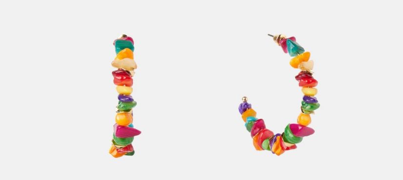 pendientes aro perla piedras multicolor formula joven el corte ingles