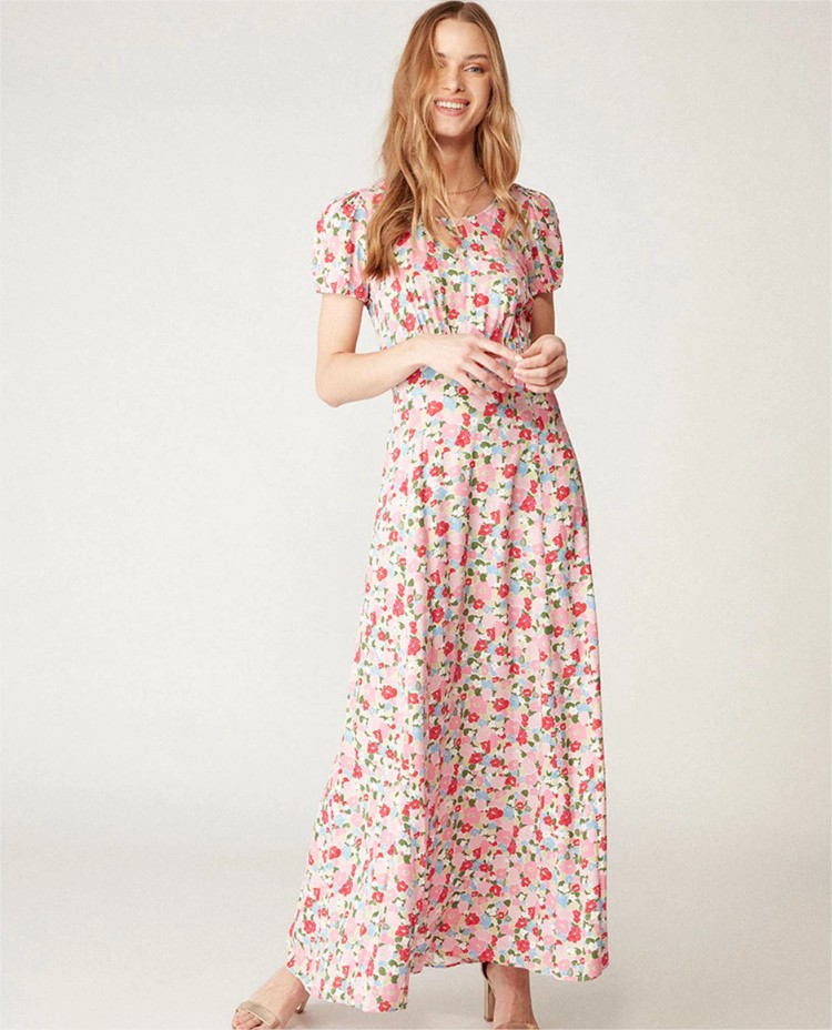 vestido largo flores naf naf
