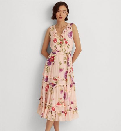 vestido midi sin mangas ralph lauren