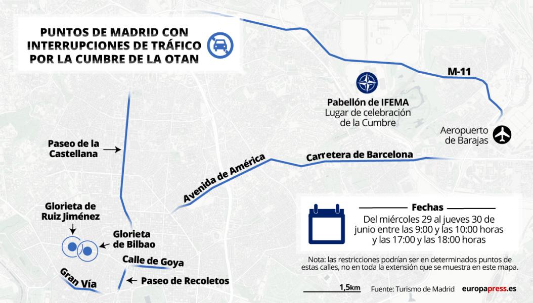 Cortes de tráfico debido a la Cumbre de la OTAN