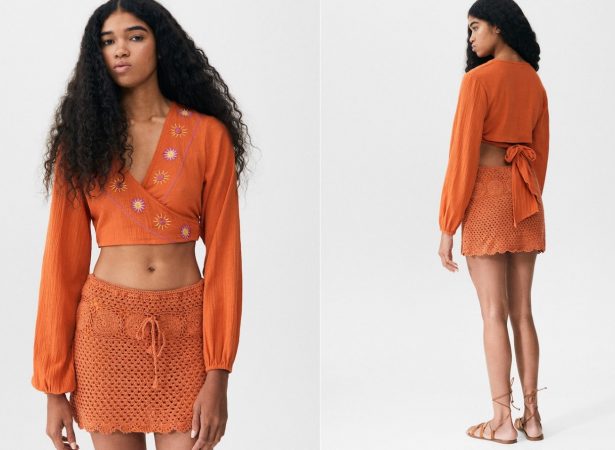 ¿Festival a la vista? Pull&Bear tiene la colección perfecta para este verano 34 Merca2.es Blusa cropped soles bordados