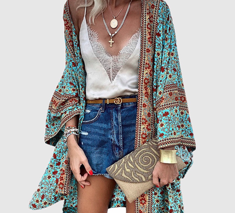kimono con estampado floral