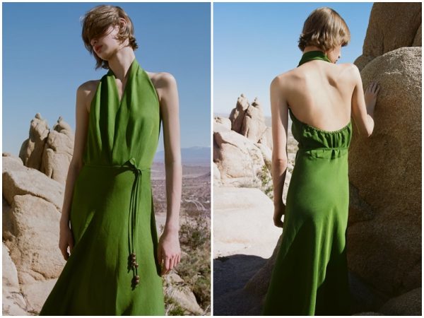 Vestido cruzado de lino