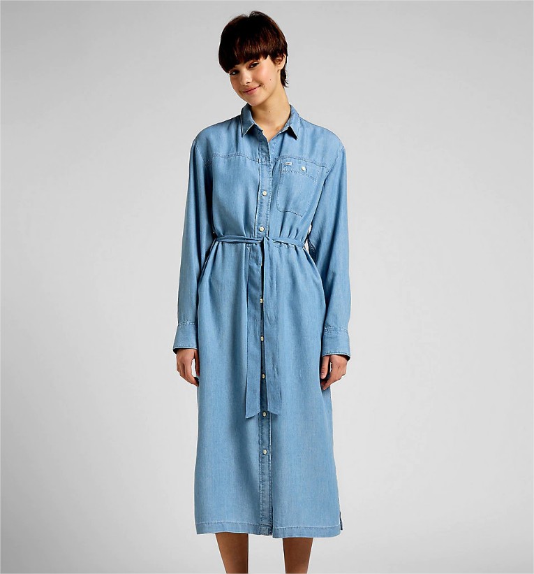 vestido botones manga larga lee