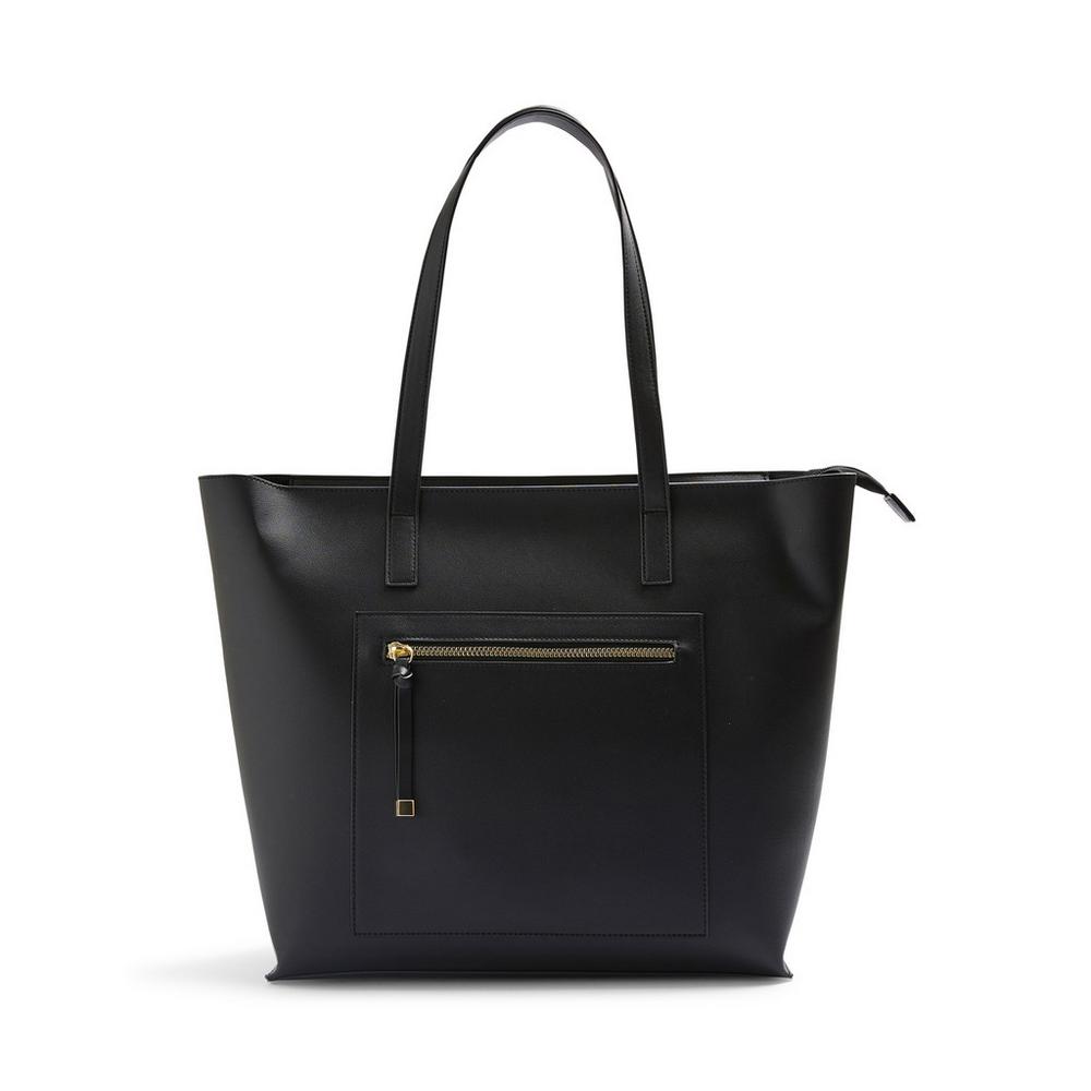 Bolso shopper negro de piel sintética