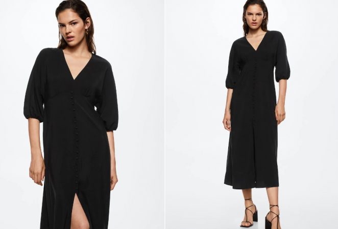 El vestido negro más bonito de Mango que está a punto de agotarse 33 Merca2.es Vestido fluido con abertura