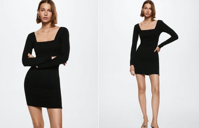 El vestido negro más bonito de Mango que está a punto de agotarse 35 Merca2.es Vestido con escote cuadrado de Mango