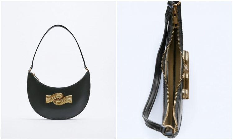 Bolso de hombro con aplique metalizado de Zara