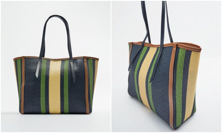 Bolso shopper con diseño de rayas de Zara