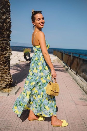 Vestido largo escalonado limones primark