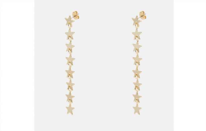 Pendientes largos dorados de estrellas