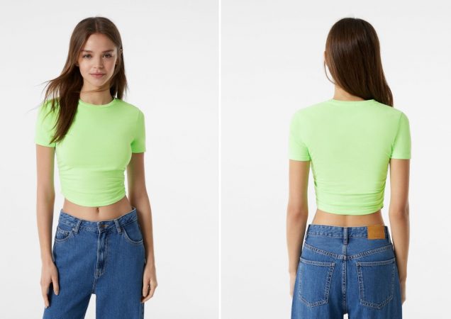 Camiseta manga corta pliegues laterales