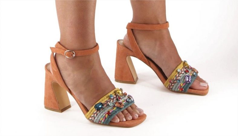 sandalias tacon ante naranja