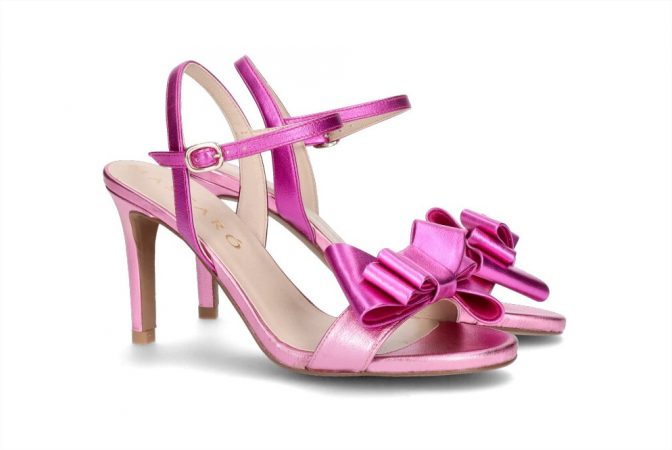 sandalias tacon napa rosa