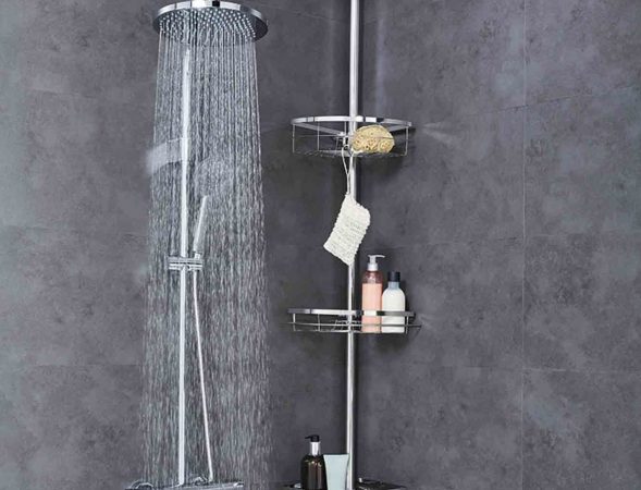 Estantería esquinera para baño telescópica