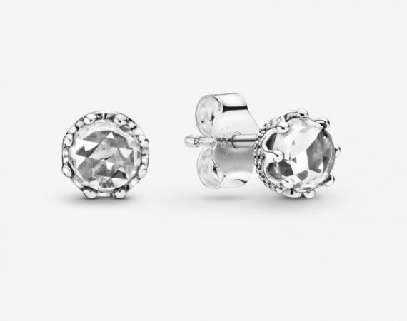 Pendientes de botón Corona resplandor transparente