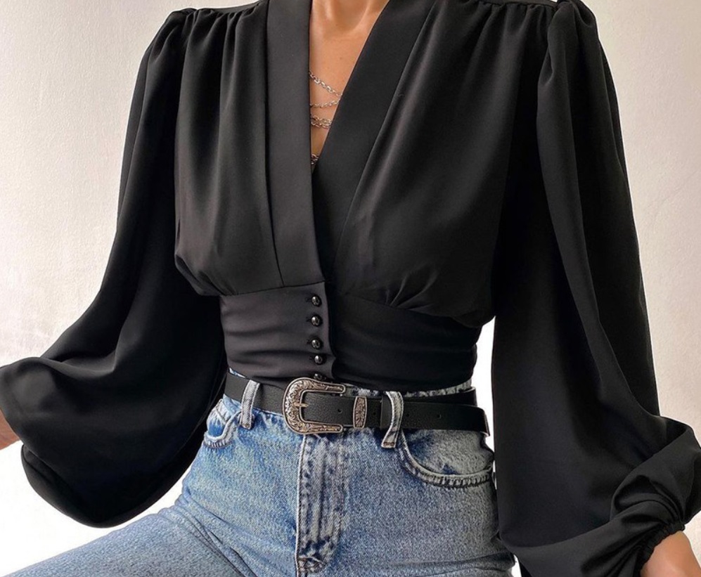 blusa mangas abombadas