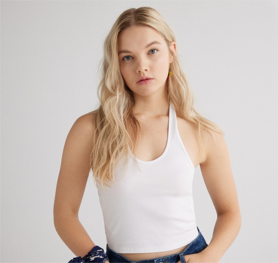 camiseta rib cuello halter el corte ingles